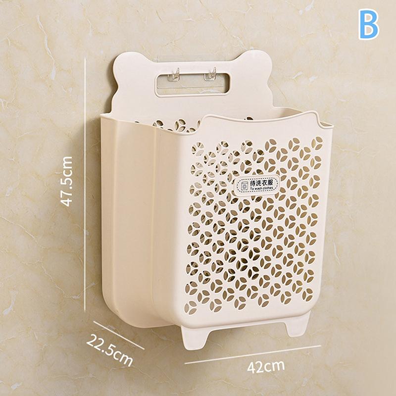 Folding Dirty Clothes Basket Wall Mounted Laundry Storage Hamper For Bathroom Portable Hollowed Laundry Bag For Bathroom Bedroom