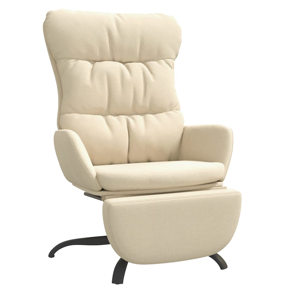 Sessel mit Hocker Cremefarbener Stoff