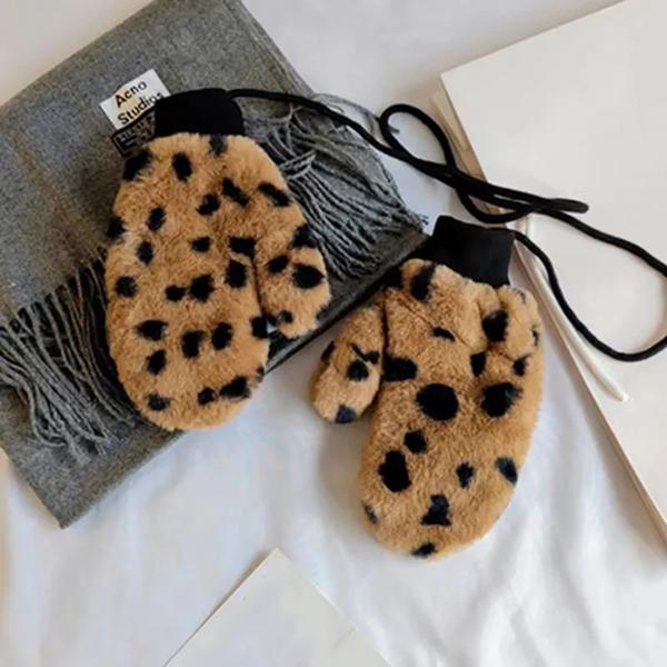 WTEMPO Women's Autumn Winter Solid Color Warm Plush Full Finger Gloves Couple Cold-proof Windproof Versatile Casual Mittens Gloves