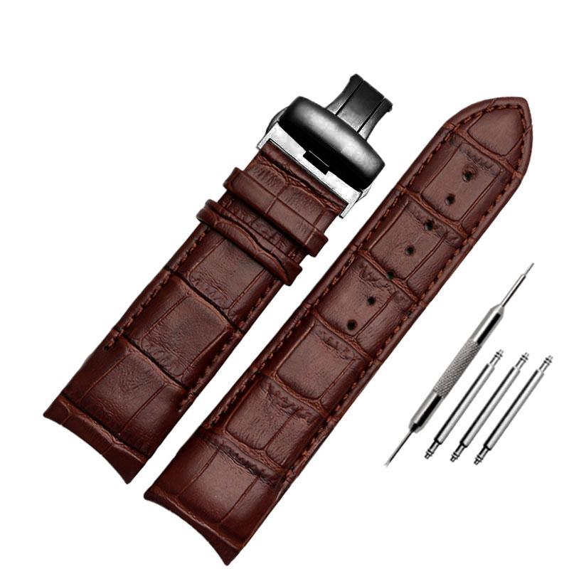 Echtes Leder Uhrenarmband 22mm 23mm 24mm für Tissot T035.407A T035.617A 627A Uhrenarmbänder Armbänder Schmetterlingsverschluss