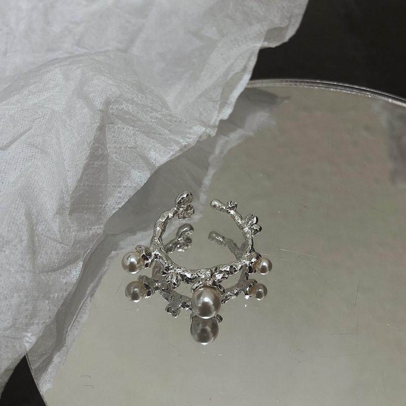 Cold Exquisite Ins Minimalist Pearl Ring For Women Featuring Size Adjustable
