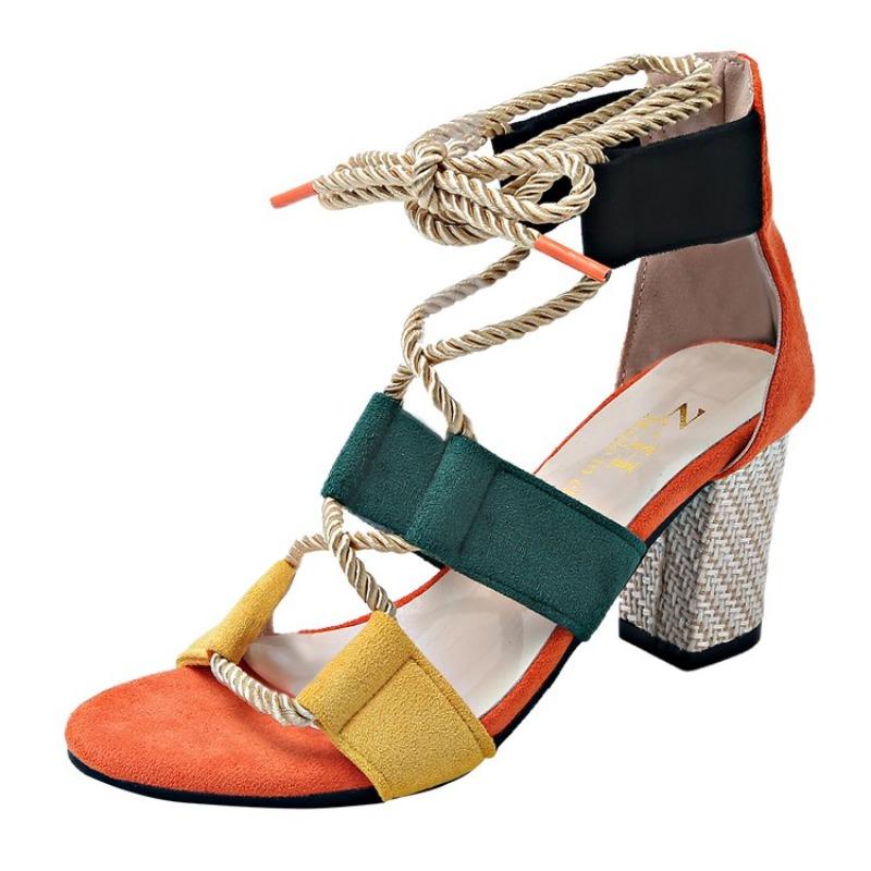 Móda Móda Dámské Sandály na Vysokém Podpatku 2025 Nový Trend Letní Robustní Boty Designérský Pletený Kotníkový Šněrovací Nazouvací Sexy Dámské Lodičky s Otevřenou Špičkou