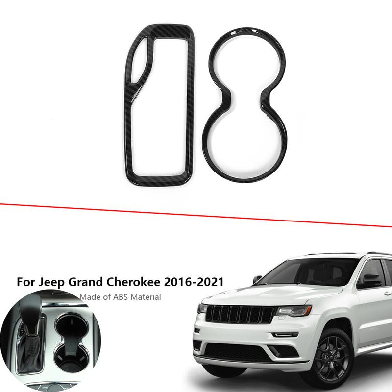 Carbon Fiber Gear Shift Cup Holder Cover Trim for Jeep Grand Cherokee 2016-2021