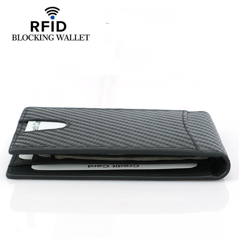Ultra-thin Men's Wallet Money Clip Carbon Fiber Card Holder Wallet RFID Slim Money Clips