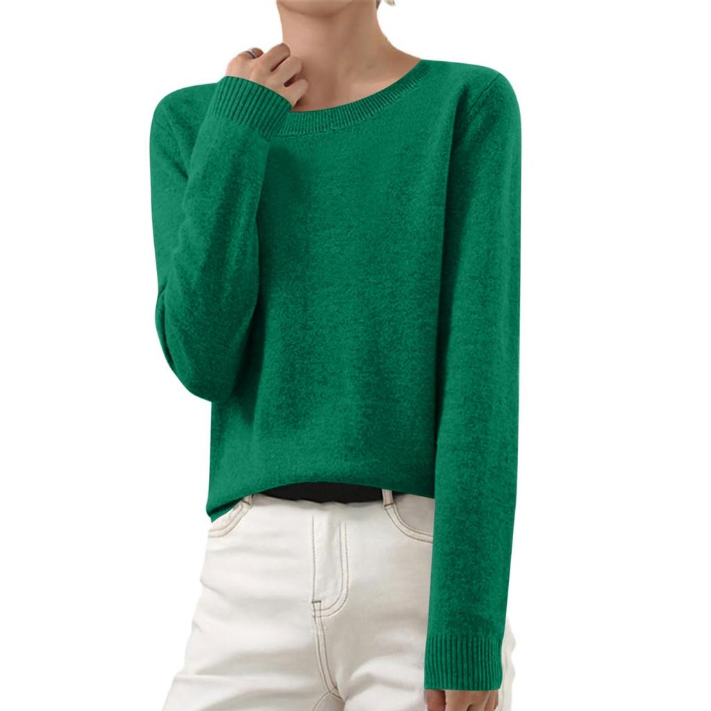 Women's And Winter Fashion Long-sleeved Basic -neck Loose Pullover Sweater Top