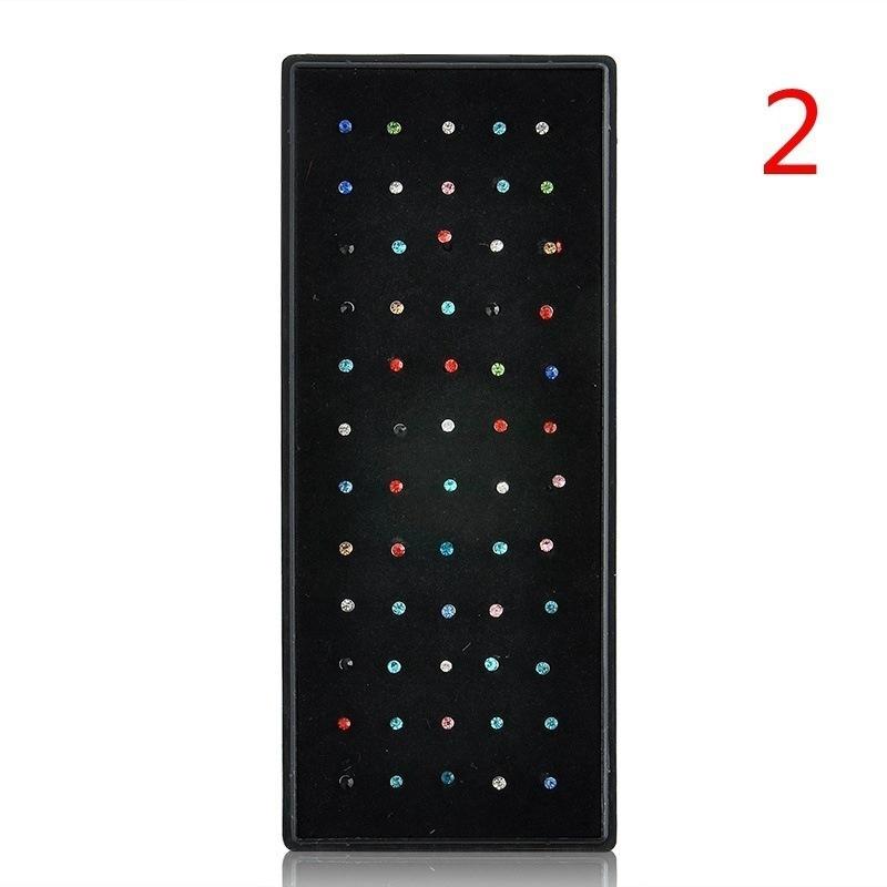 

60 шт. в коробке 1,8 мм нержавеющая сталь бриллиантовый носовой гвоздик титановое носовое кольцо аксессуары для пирсинга разноцветный