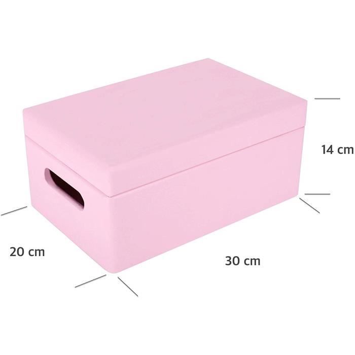 Boîte de Rangement en Bois à Décorer Rose - Creative Deco - 30 x 20 x 14 cm - Naturel - Boîte Caisse Malle Outil