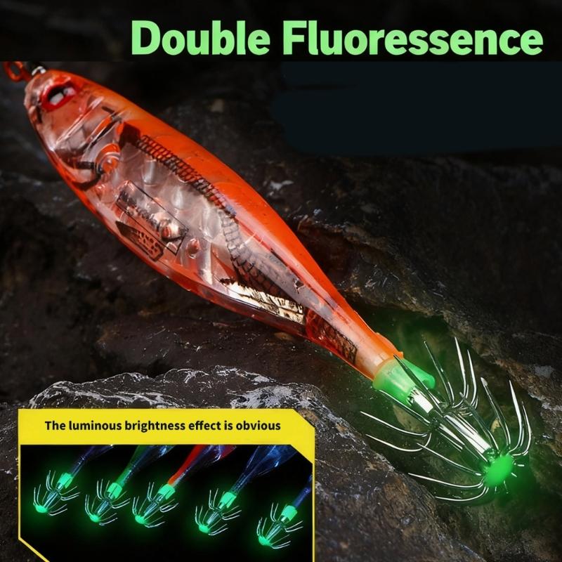 1pc/5pcs Shrimp Lure Baits Squid Jig Cuttlefish Hook Jig Hook Saltwater Fishing Tackle