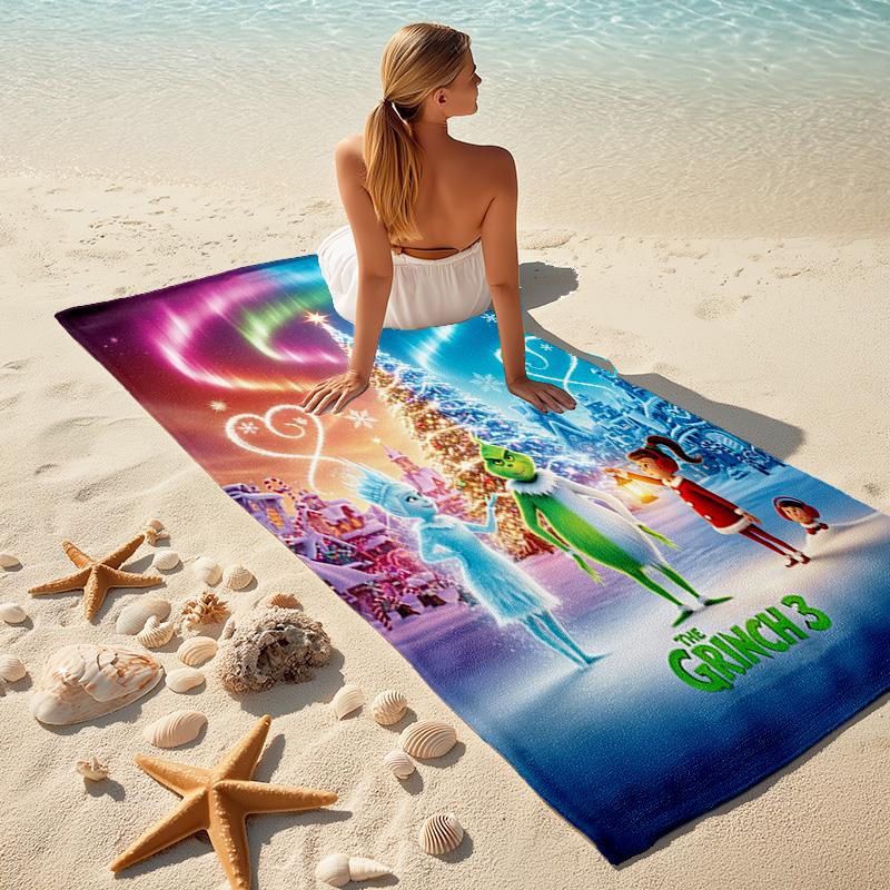 Christmas Gift Oscar Comedy Movie How the Grinch Stole Christmas soft beach towel outdoor camping vacation swinging beach scarf decorative blanket B19