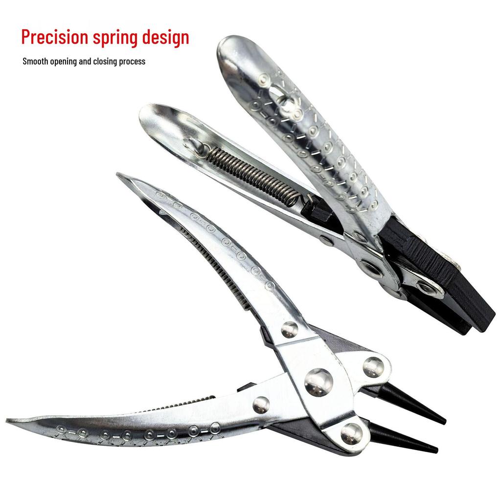 Jewelry Metalworking Three-Piece Pliers Set: Needle-Nose, Flat-Nose, Round-Nose, Anti-Slip Handles with Spring