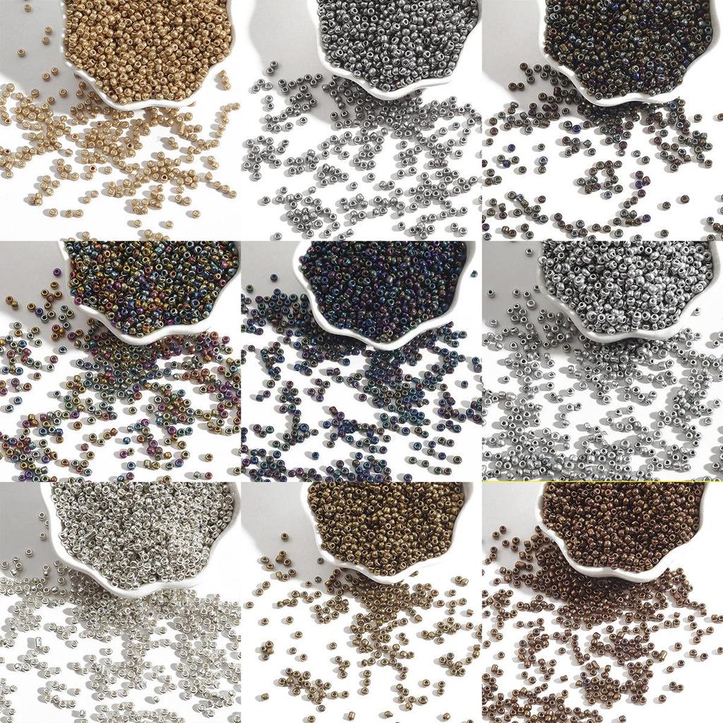 2/3/4mm Metal-Colored Glass Rice Beads for DIY Jewelry Making