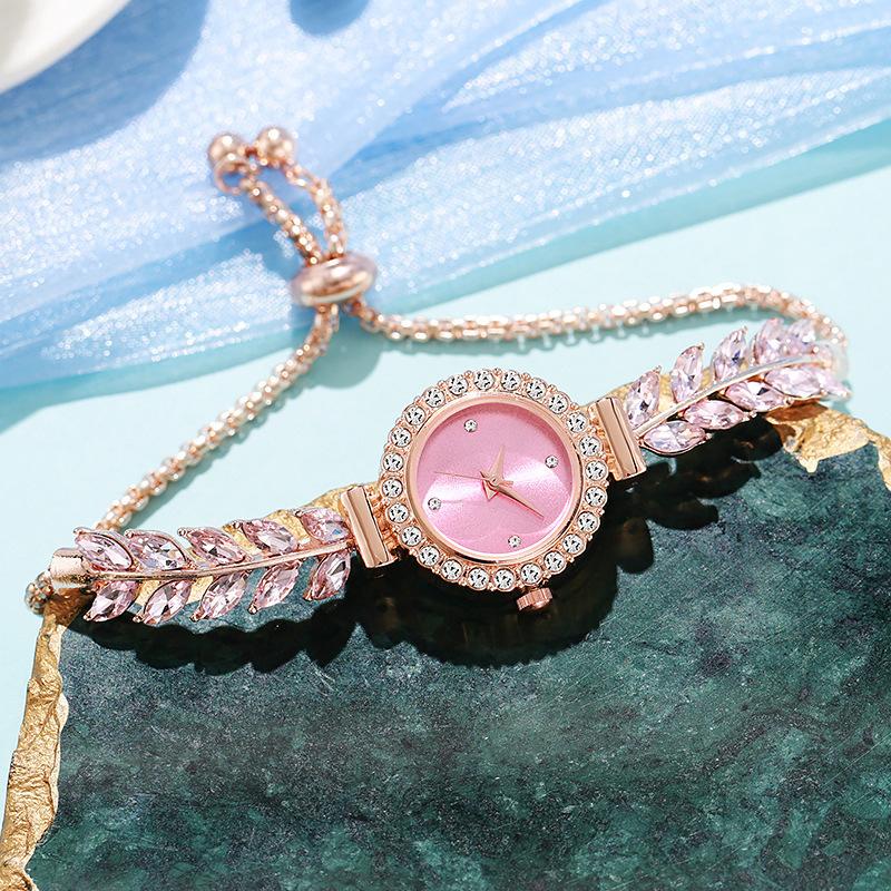 Ladies Quartz Watch Rhinestone Women's Watch Small Dial Slim Bracelet Free Adjustment Accessories Quartz Watch
