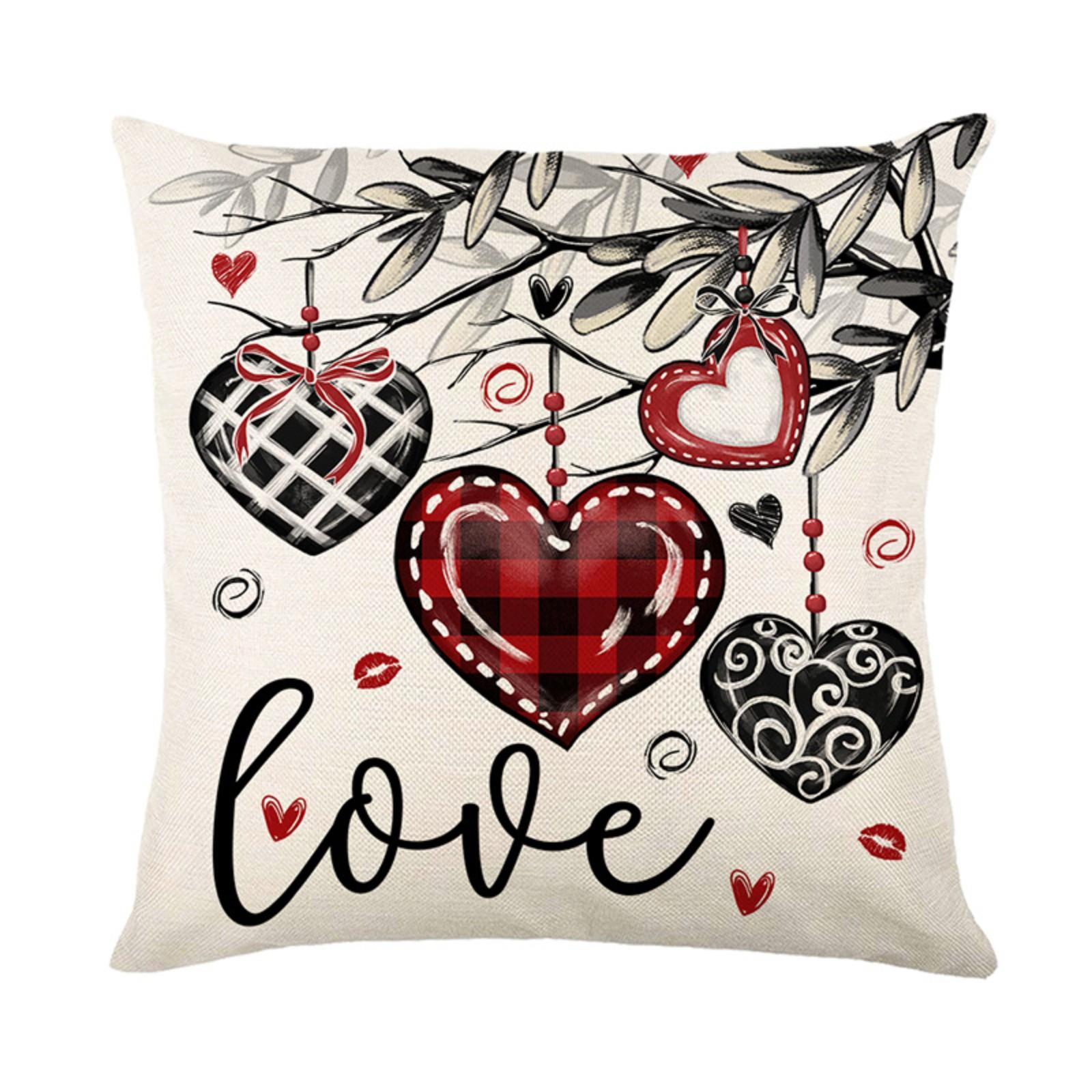 

Наволочка ко Дню святого Валентина Льняной принт Диванная декоративная подушка Чехол One Size