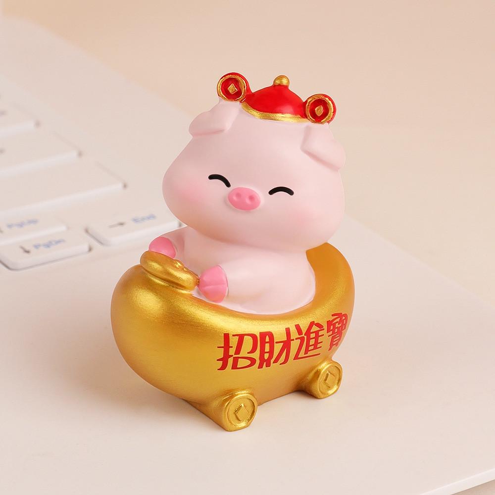 Zodiac Pig Creative Resin Figurine Decorative Gift For Celebrations And Festivals