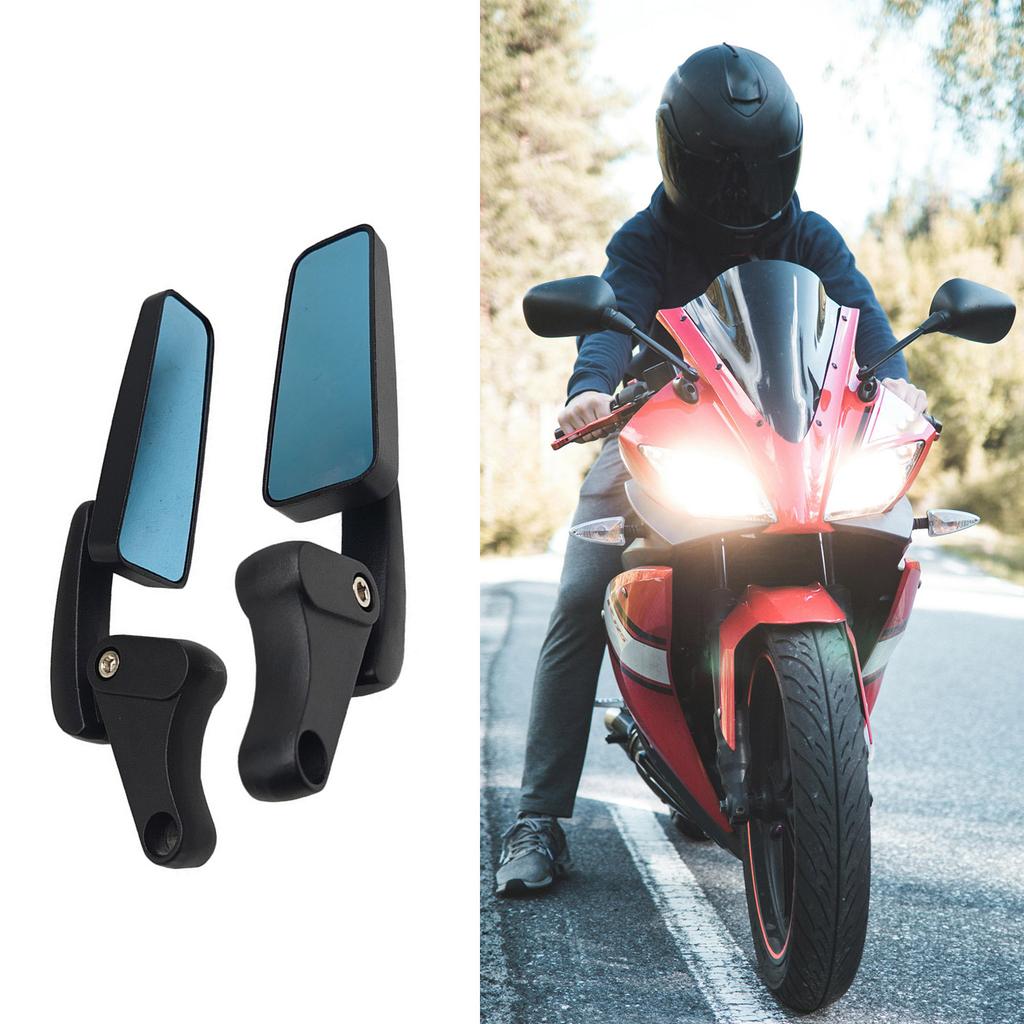 Handlebar Mount Mirrors Motorcycle Scooter Blue Glass Rearview Mirror Universal Motorbike Rear Mirror Angle Adjustable