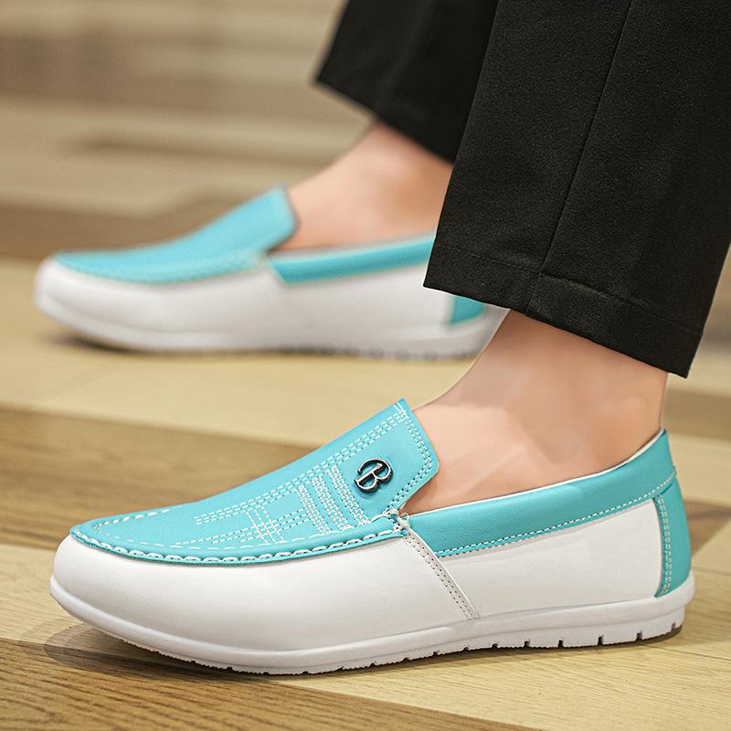 

Мужская обувь большого размера, весна 2025, новый тренд, повседневная обувь Doudou, закрывающая ноги, мягкая кожа, мягкая подошва, мокасины с одной педалью 44 синий