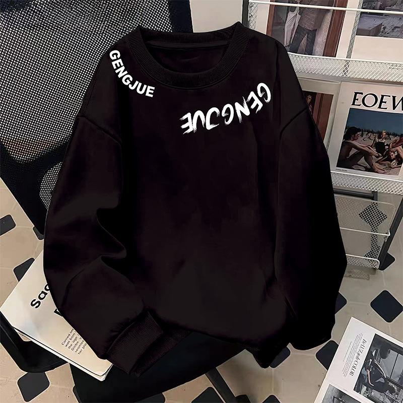 Свитер с круглым вырезом американский простой принт хулиганский стильный мужской осенне-зимний хай-стрит спортивный бархатный утолщенный женская водолазка XXXXL 1900₽