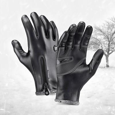 Motorcycle Winter Gloves Cycling Gloves Velvet Leather Men Touch Screen Gloves For Sports Thermal Climbing Bycicle Hiking Gloves