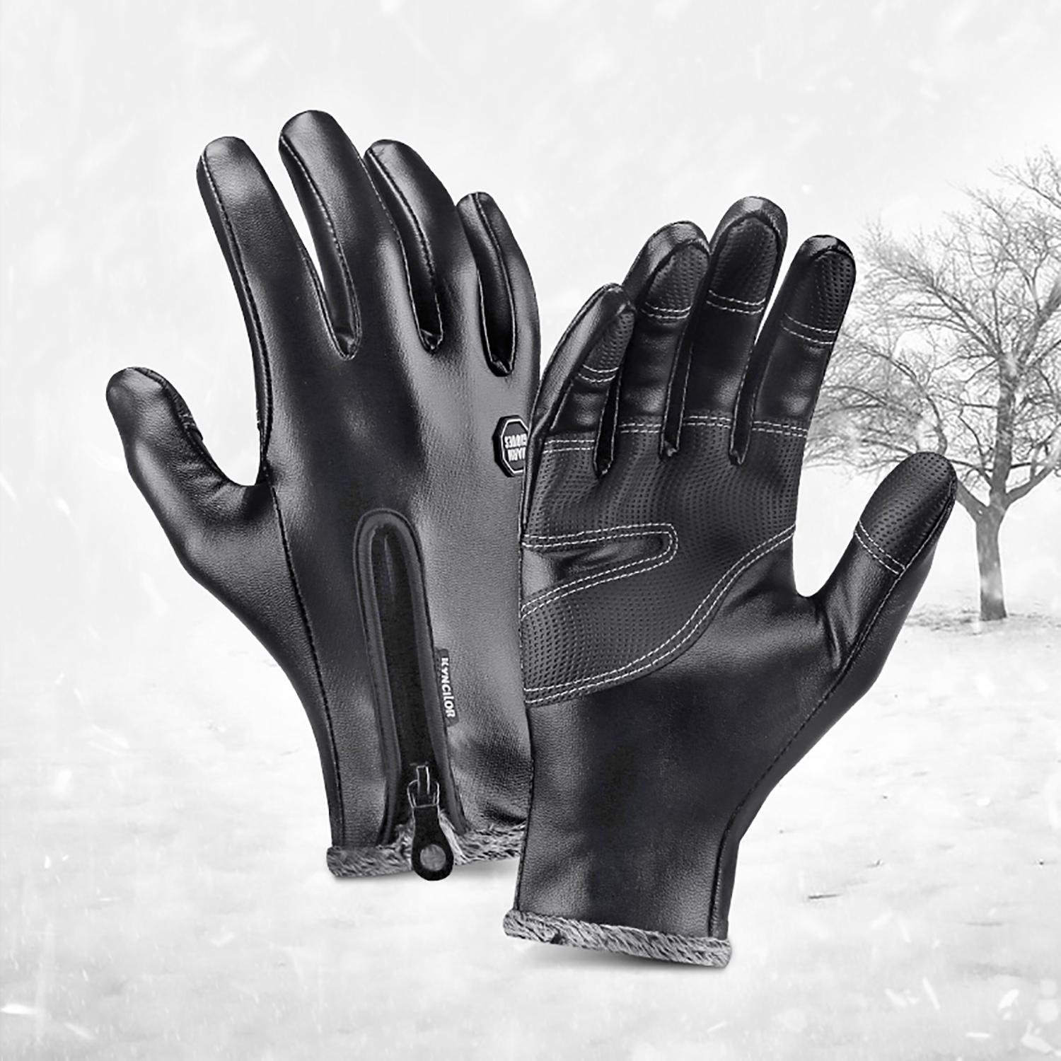 

Kyncilor Men S Winter Gloves Cycling Black Gloves Velvet Men Touch Screen Gloves For Sports Thermal Climbing Leather Gloves S