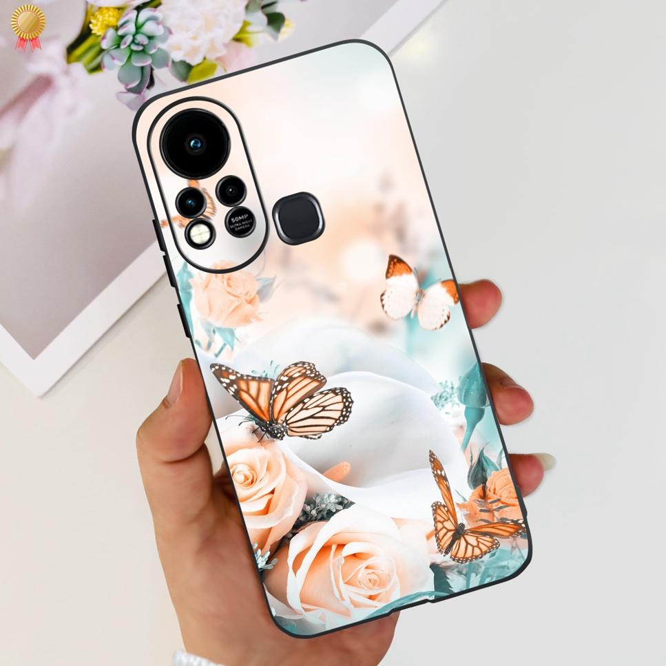 For Infinix Hot 11s Case Back Cover Clear Cute Cat Black Soft Silicone Coque For Infinix Hot11S Hot 11S Phone Case Bumper Fudna