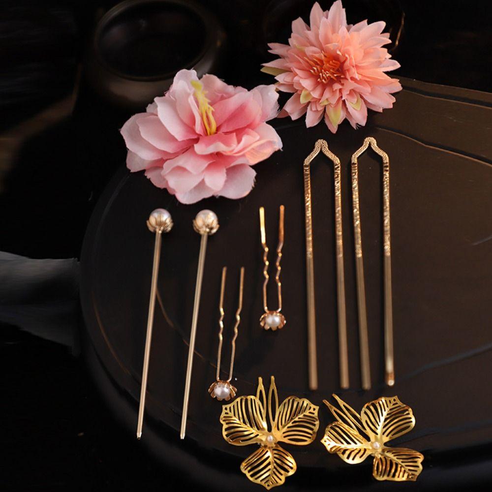 1 Set Chinese Style Tang Dynasty Hairpin Classical Flower Hair Comb Ancient Hair Stick Jewelry