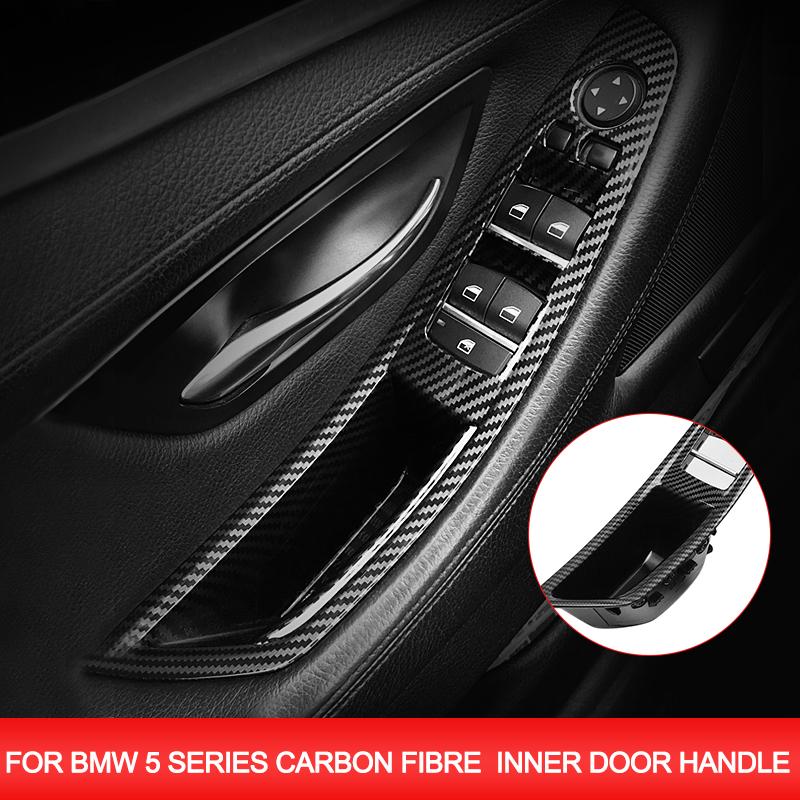 Suitable for Carbon Fiber Inner Handle F10 F11 F18 5Series Armrest Pull Trim Cover 7 Pcs Set 51417225875 51417261933 51417225879