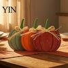 Rustic Home Aesthetic Pieces 3Pcs Autumn Pumpkin Ornaments, Wooden with Hemp Rope Bow Multi Color Fall Ornaments Table Decor for Farmhouse Seasonal