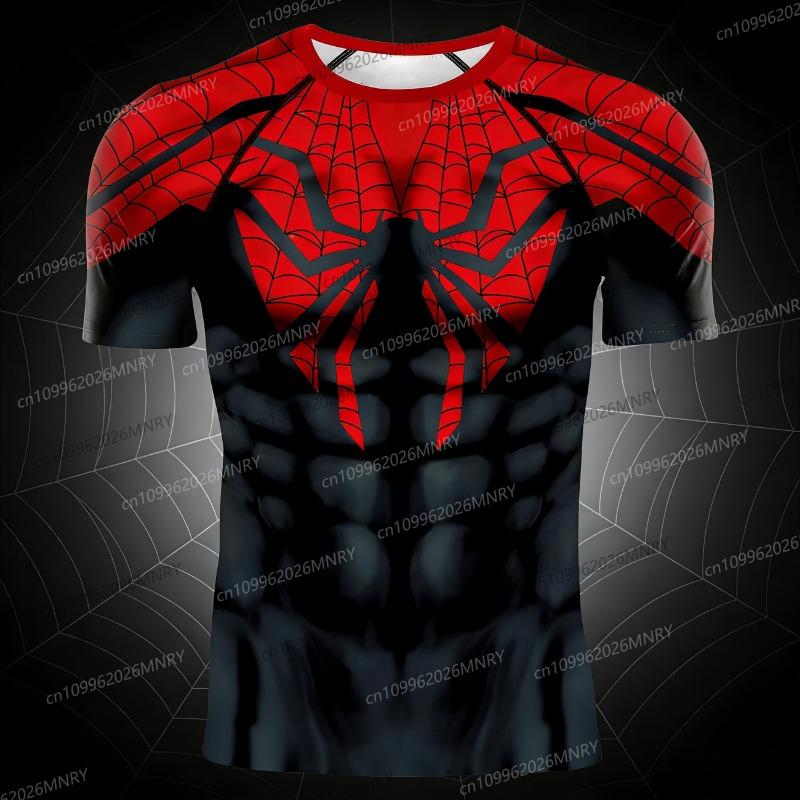 Men Oversized t-shirt for Men Short Sleeve Comics Spider Cosplay T-Shirt Superhero Elastic Fitness Sportwear Men's clothing