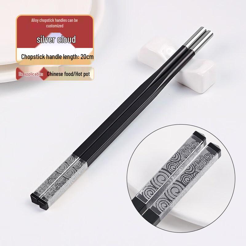 Replaceable Head Alloy Chopstick Handles (10 Pairs)