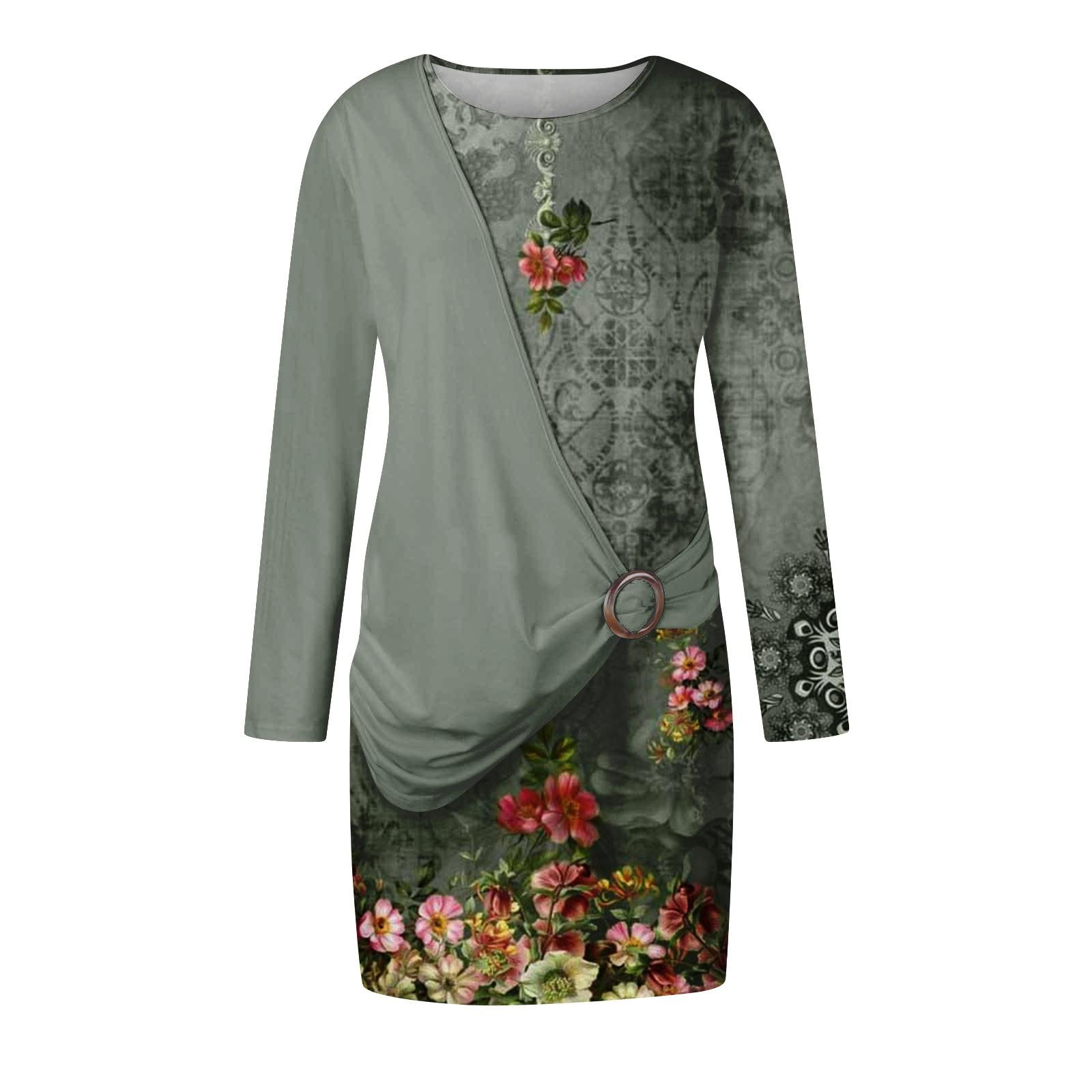 Жен. Платье Толстовка Платье С принтом Мода Свободный вырез с круглым вырезом — фото 5