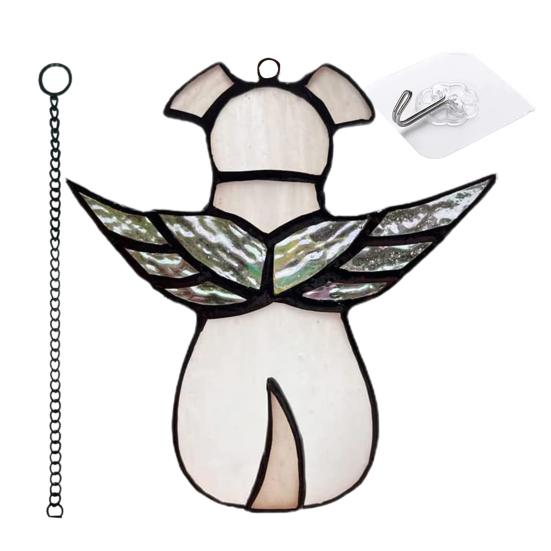 

Подвеска-медальон для памяти о питомце Радужный Лунный Ангел Собака с крыльями Длинная цепочка 3D