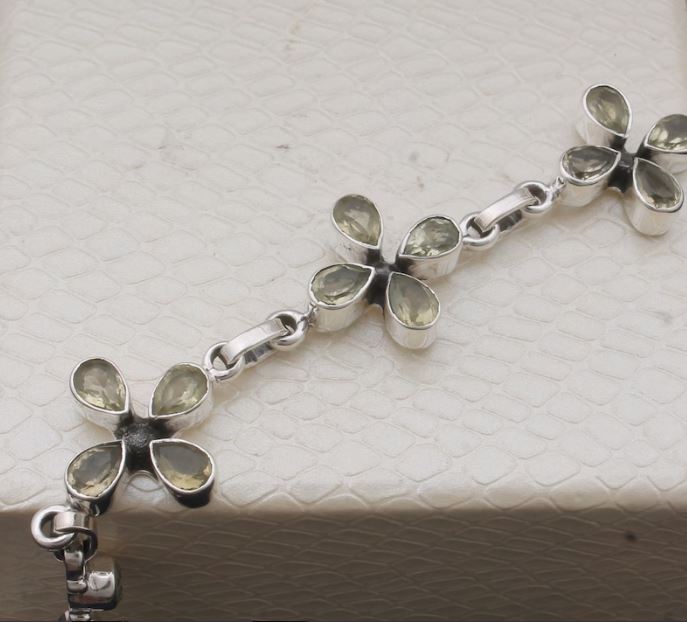Natural Peridot Pear Stone Bracelet, 925 Sterling Silver Adjustable Bracelet Handmade Bracelet For Gift Gemstone Jewelry Birthstone