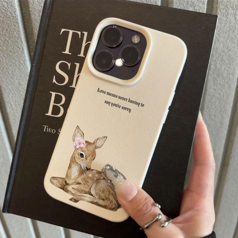 Creative English Letter Cherry Deer Pattern TPU Phone Case For iPhone 17 Pro Max Air 16 Plus 15 14 13 12 11 XS XR X 16E 17 Cover