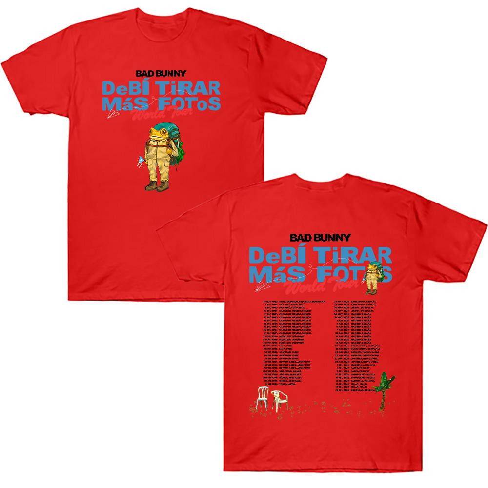 Bad Bunny Debí Tirar Más Fotos World Tour 2026 T Shirts Rapper Bad Bunny Cotton Tees Unisex Hip Hop Oversized Tshirt Streetwear