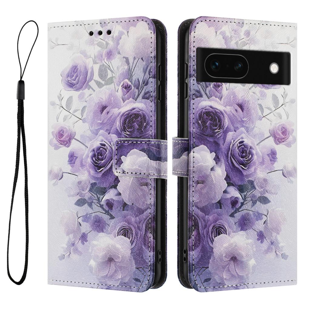 YX-2501 For Google Pixel 8a Case Pattern Printing PU Leather Wallet Phone Cover with Lanyard