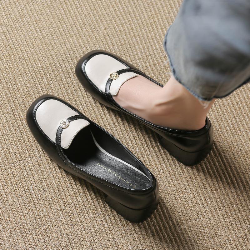 

Профессиональные одинарные туфли на низком толстом каблуке для женщин, черные туфли из мягкой кожи, с квадратным носком, на низком каблуке, одинарные туфли Мэри Джейн 40