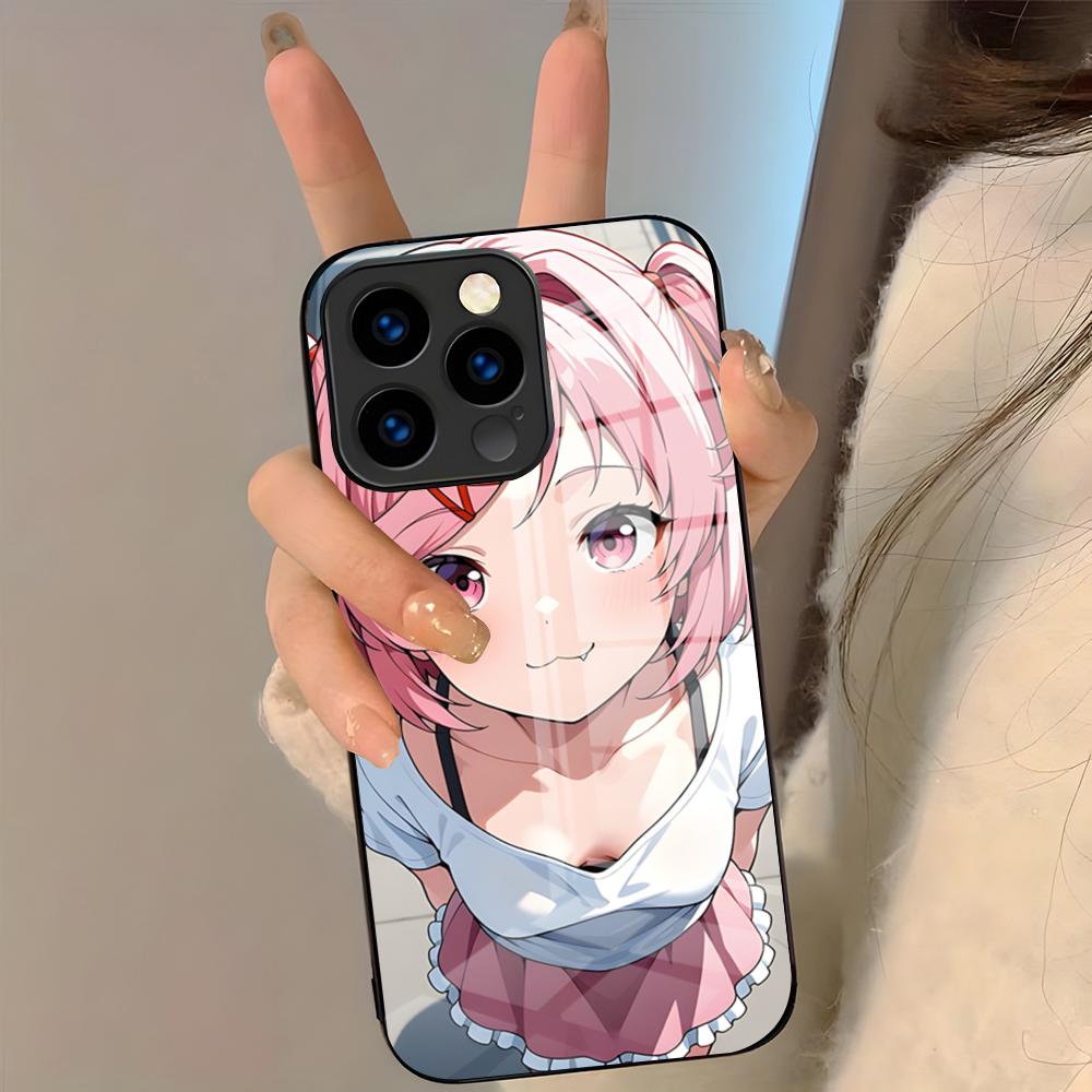 Cartoon Character Natsuki Phone Case For IPhone 17 Pro Max 16 15 14 Pro Max 13 11 Plus Glass Cover