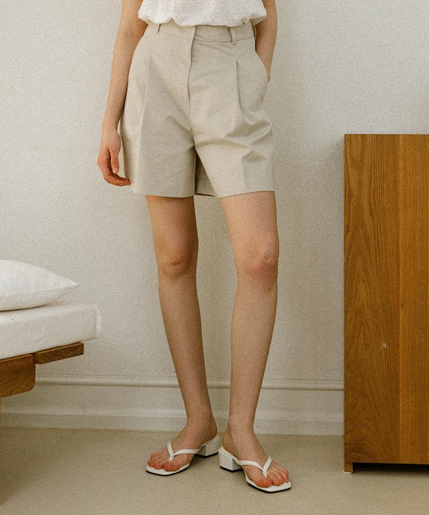 KNOWING Cotton Blending Half Pants (Beige)