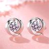 925 Sterling Silver Women's Diamond Stud Earrings, Korean Fashion