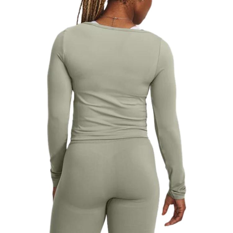 Under Armour Logo Print Fitted Short Sleeve Crewneck Sweatshirt Women sweatshirt Gray 1379150-504