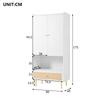 Wardrobe with 2 Doors, Large Rattan Drawer and Clothes Rail. With Metal Legs and Handles – Perfect for Bedroom and Living Room. White, 80x48x175 Cm