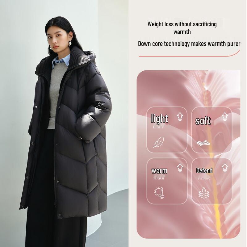 Ailiaiyi Women's Long Puffer Down Coat with Detachable Knit Collar