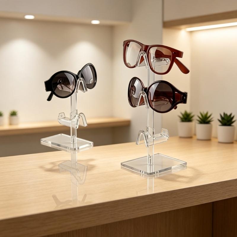 Unique Multilevel Acrylic Eyewear Stand Retail Store Accessories Rack Easy Assemble Acrylic Shelf For Fashionable Glasses Presentation