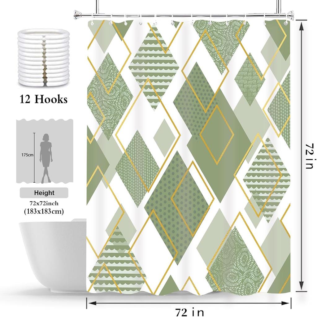 Boho Shower Curtain, Geometric Shower Curtains, Modern Minimalist Art Decor, Fabric Waterproof Bathroom Bath Curtain Set