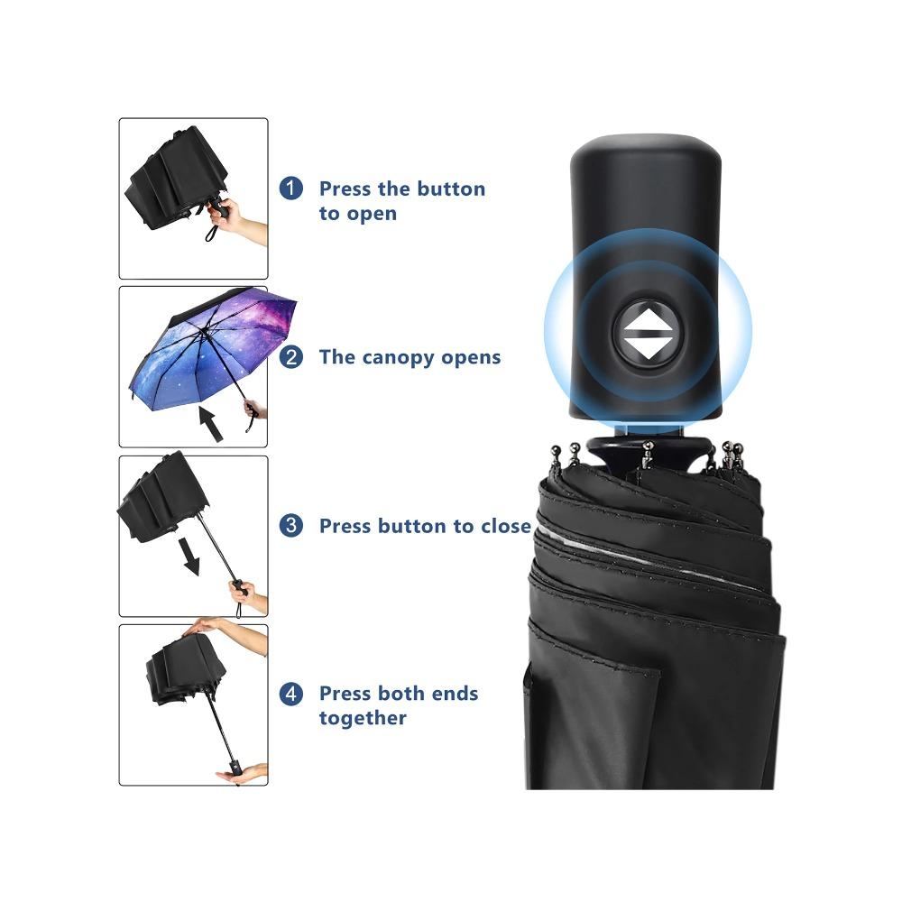 Automatic 8 Ribs Windproof Automatic Umbrella Starry Sky Retro Men Folding Travel Female Black UV Protection Coating Umbrella