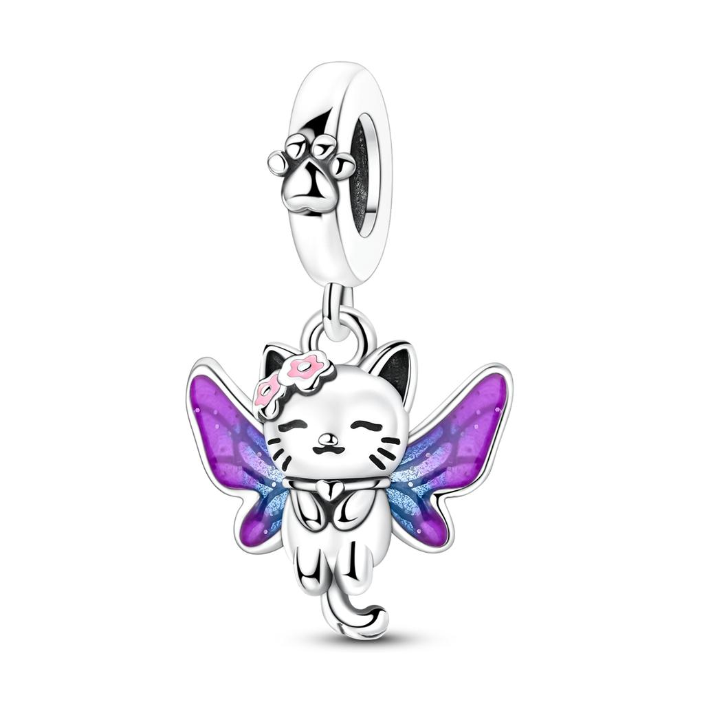 Spring Charm 925 Silver Beads Flower Butterfly Beetle Pendant Fit Bracelet Necklace DIY Lady Jewelry Gift