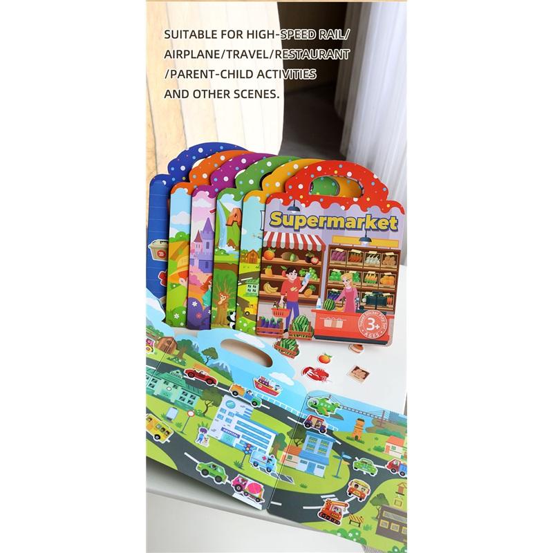 Children's Portable Quiet DIY Reusable Sticker Book Busy Jelly Paste Sticker Multi-scene Bubble Sticker Toys for Fun Learning