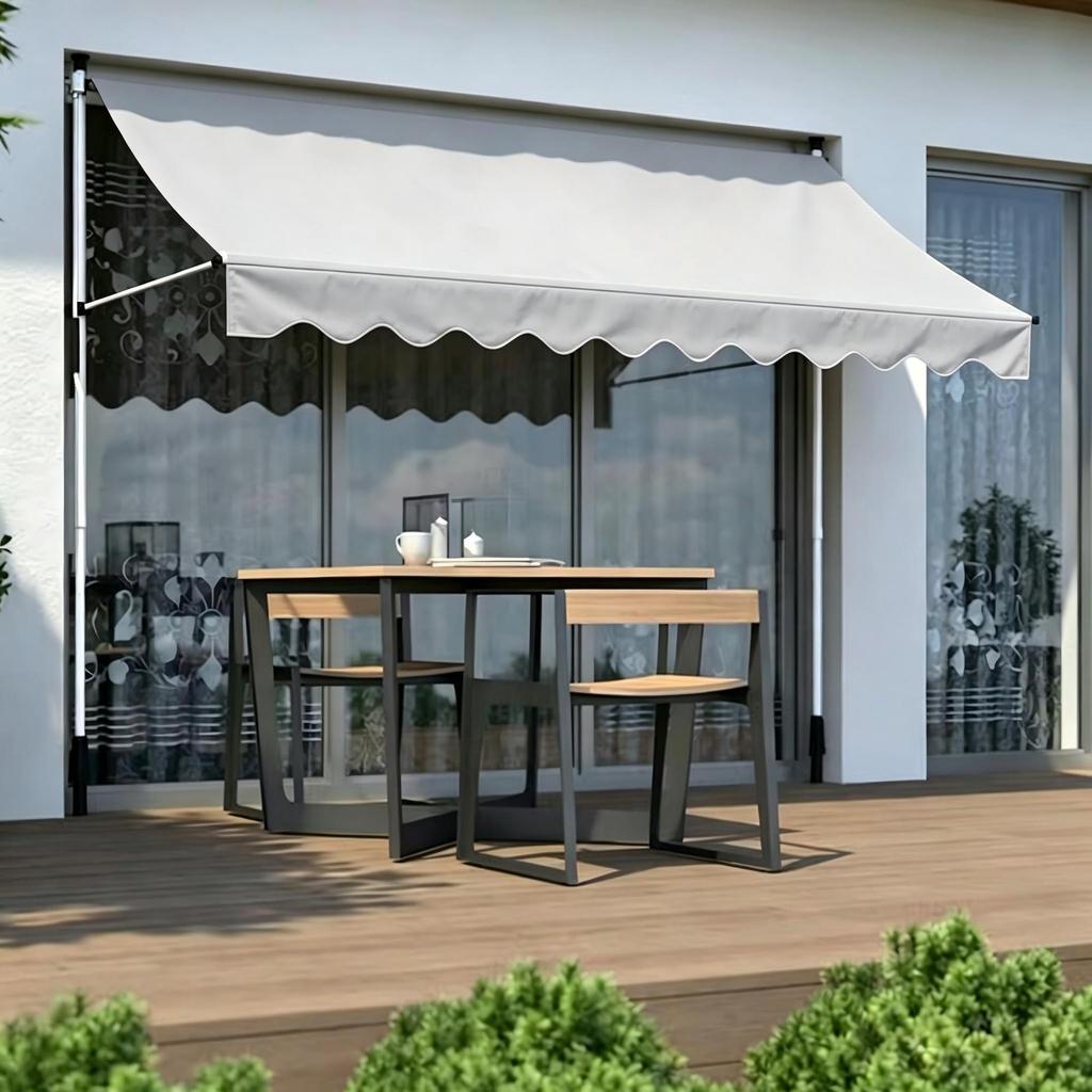 Folding Retractable No-Drill Sunshade: Hand-Crank Balcony & Shop Canopy