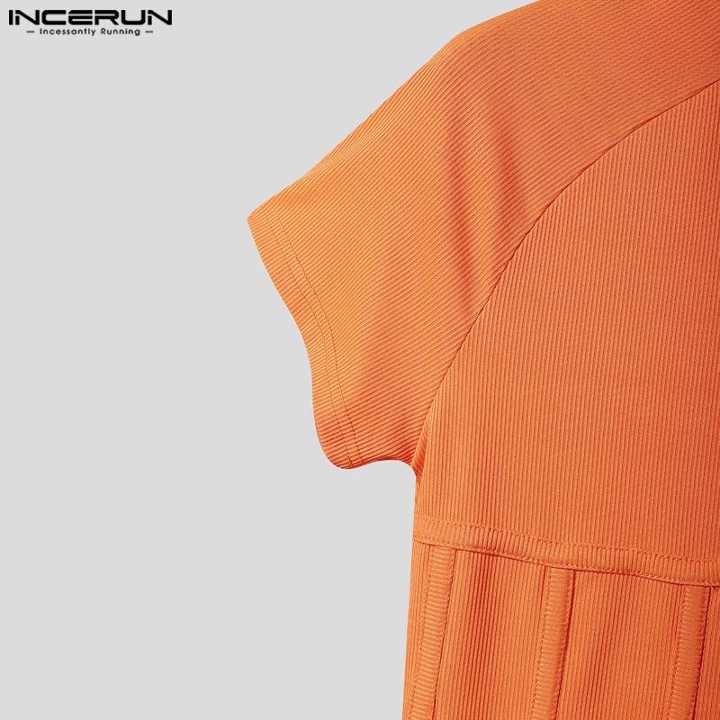 INCERUN Men Round Neck Short Sleeve Gym Sport Casual Fitted T-shirts