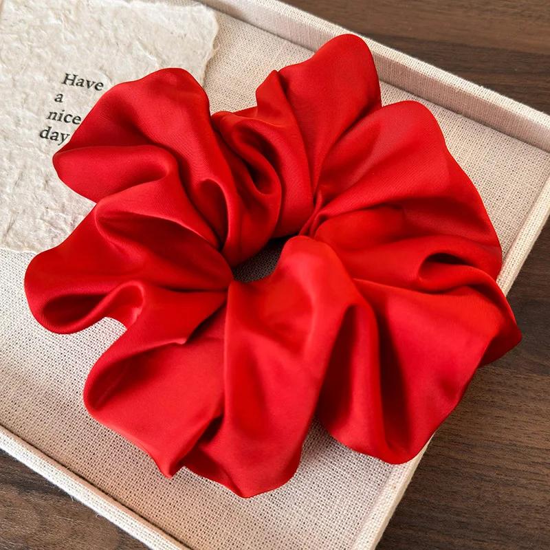 

Ретро атласные резинки для волос красного цвета, повязка на голову, женские темпераментные резинки для волос, резинка для хвостика, женский модный аксессуар для волос